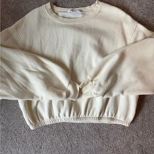 Double Zero Cream Fleece-Back Crewneck Sweatshirt